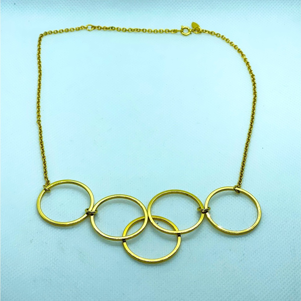 Avon Vintage Gold-Tone Interlocking Circle Statement Necklace